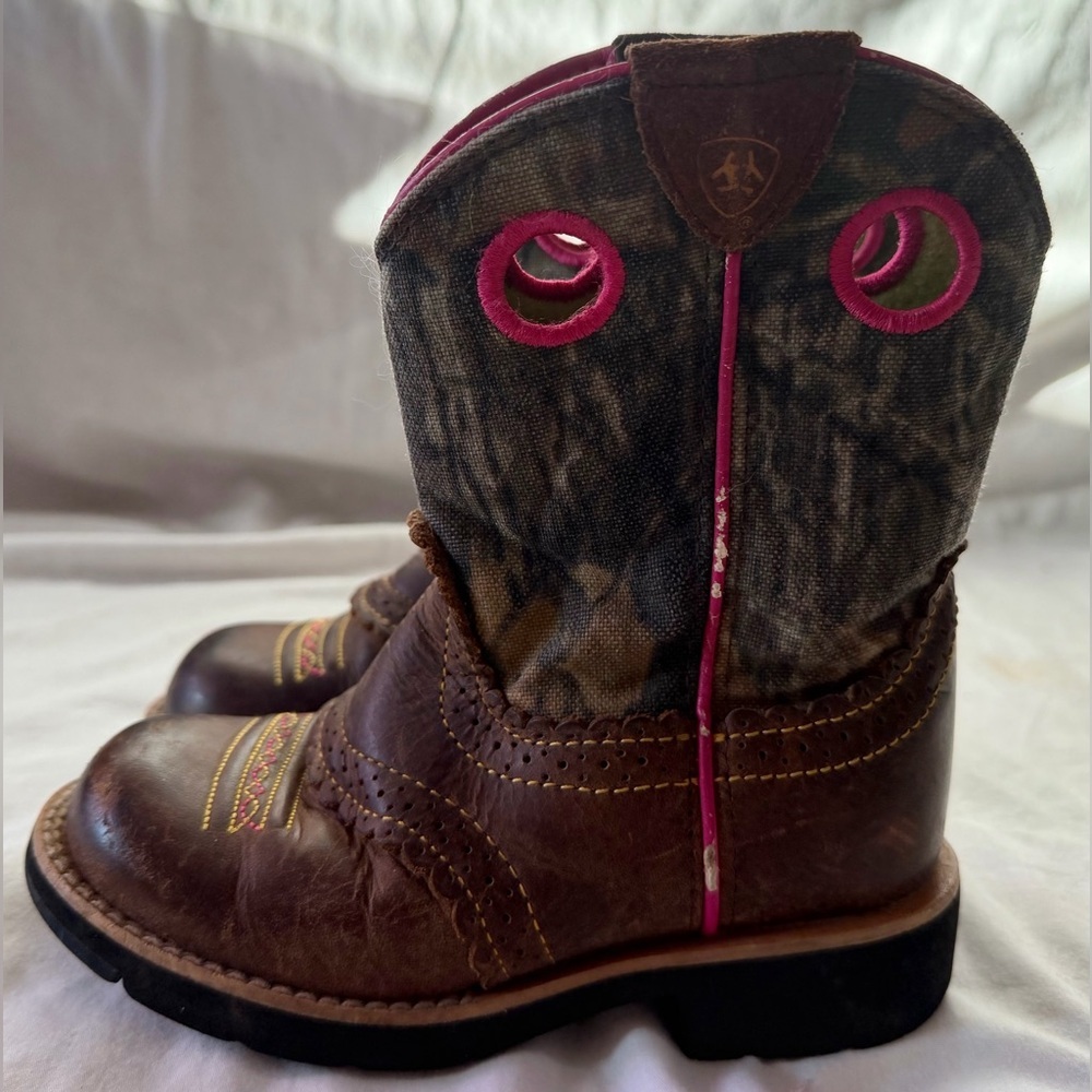 Ariat Fatbaby Girls Western Boots 10008724 Brown Pink Camo Size 11 Round Toe